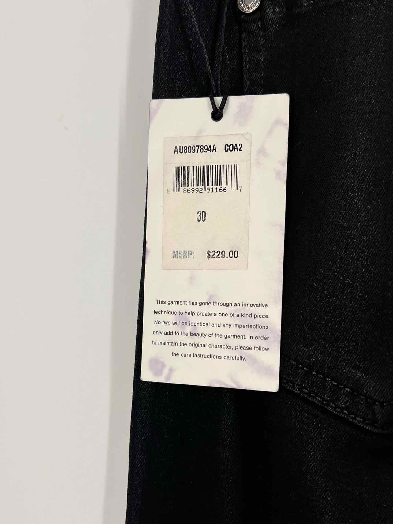 7 For All Mankind Size 30=10 Black Distressed Coated NEW Premium Denim Jeans - Image 5