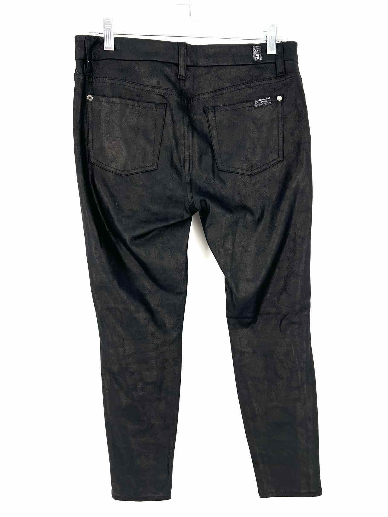 7 For All Mankind Size 30=10 Black Metallic Stretch Designer Pants - Image 2