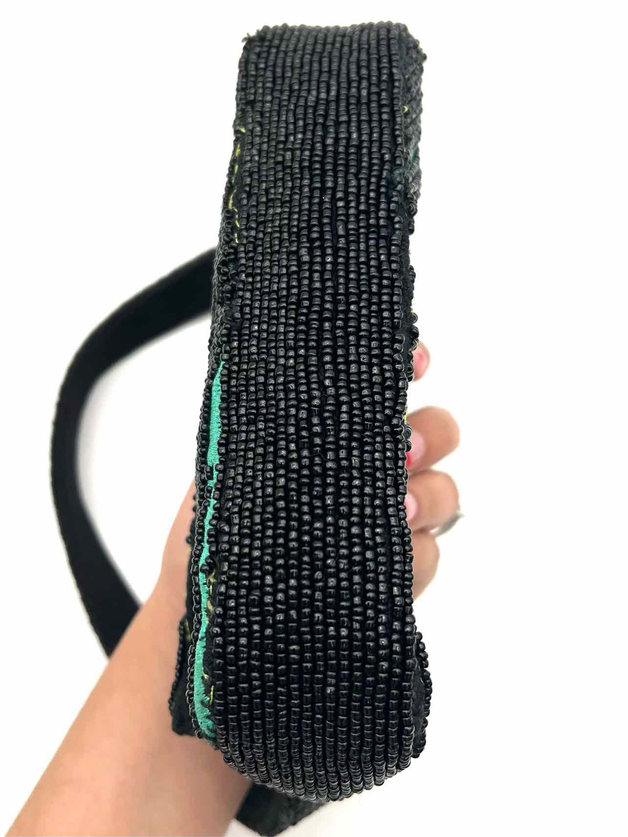 A&B Bk/Bl/Gr Print Beaded Designer Purse - Image 7