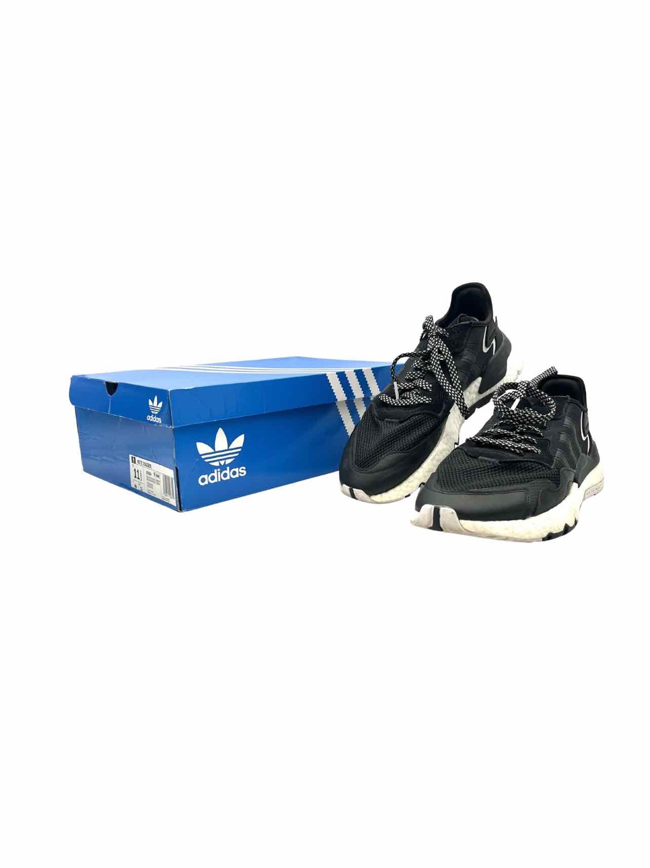 Adidas Size 11.5 Black/White Lace-Up Mesh/Leather W/ BOX!!! Sneakers- Men's