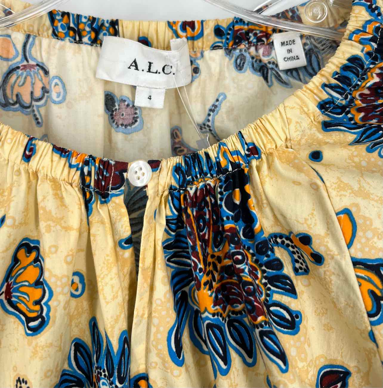 ALC Size 4 Beige/Multi Floral Cotton Designer Dress - Image 3