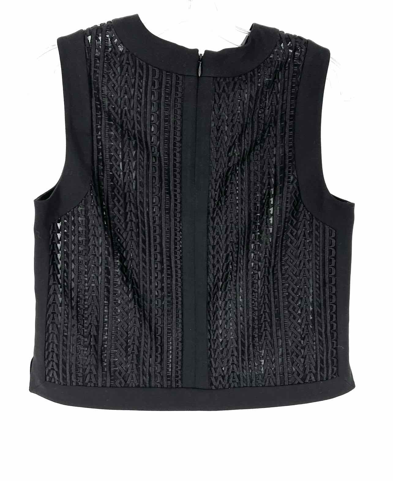 Alexander Wang Size XS Black Embroidered Sheer Designer Top-Sleeveless - Image 2