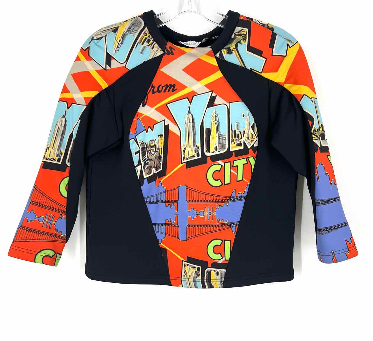 Alice McCall Size 2 Black/Multi Print Paneled Tops Top-Long Sleeve