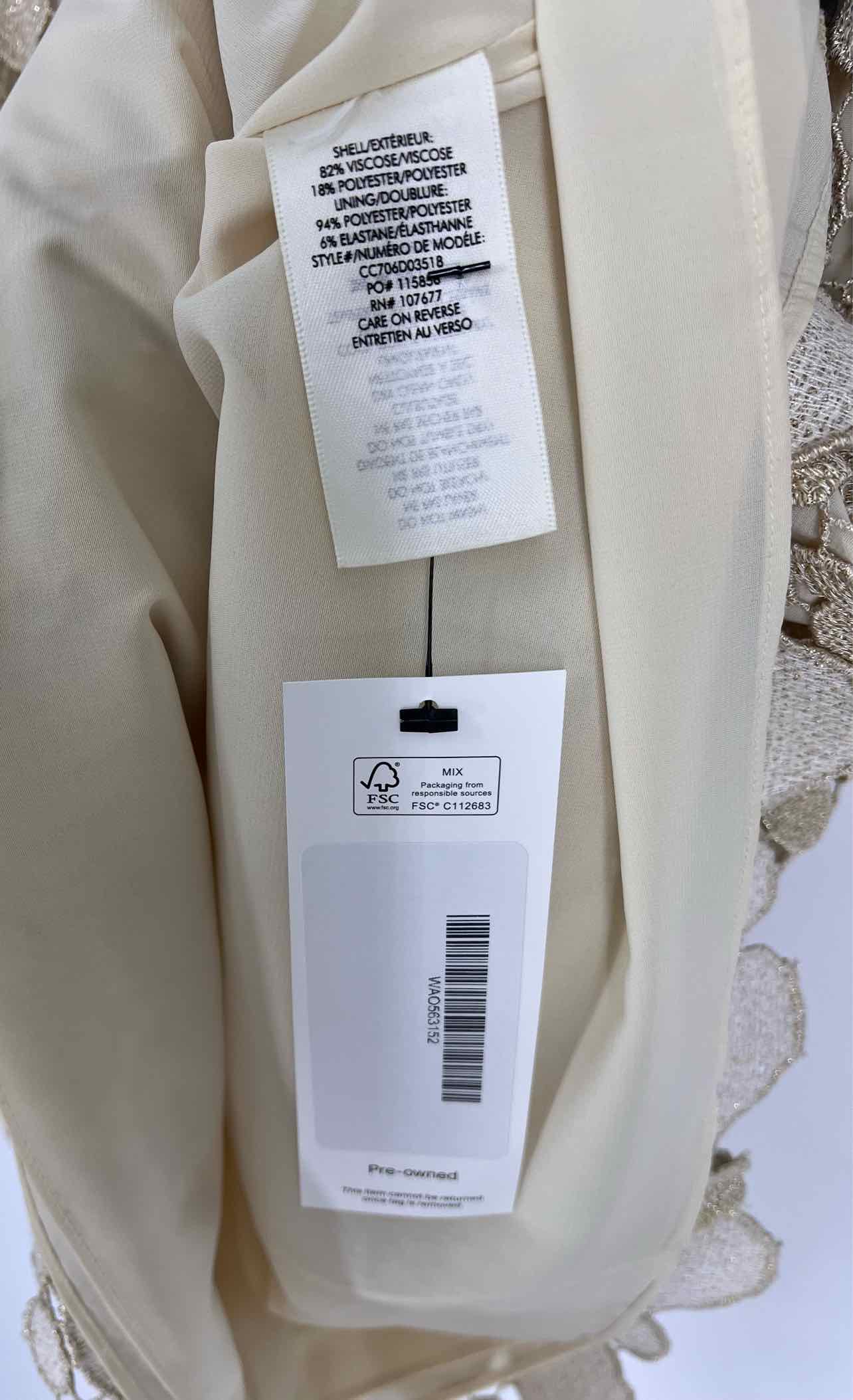 Alice + Olivia Size 10 Beige/Gold Crochet Shimmer Designer Dress - Image 4