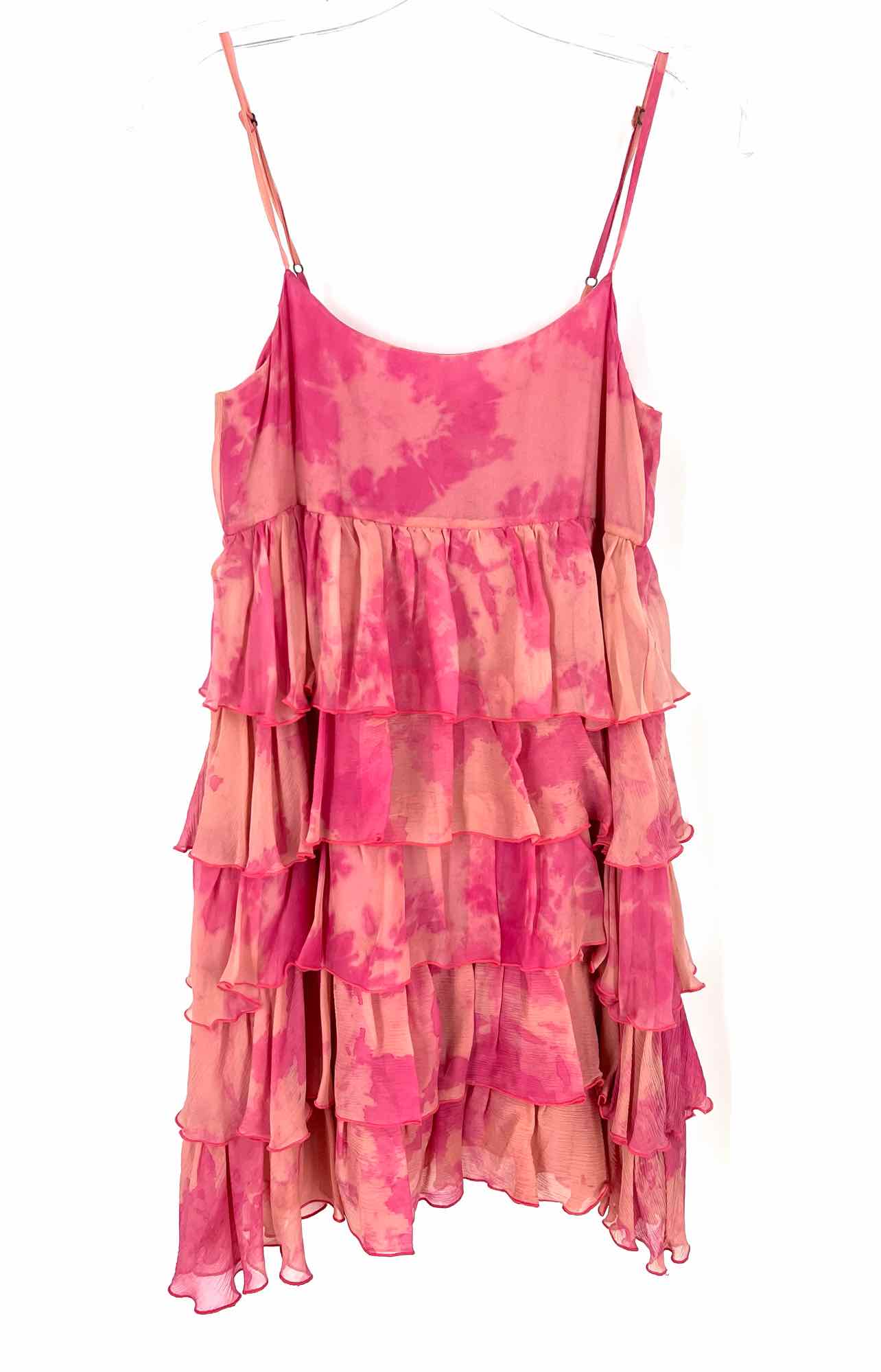 Alice + Olivia Size S Lt Pink/Pink Tie Dye Tiered Designer Dress