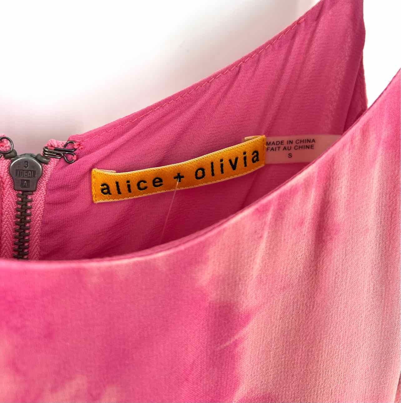 Alice + Olivia Size S Lt Pink/Pink Tie Dye Tiered Designer Dress - Image 3