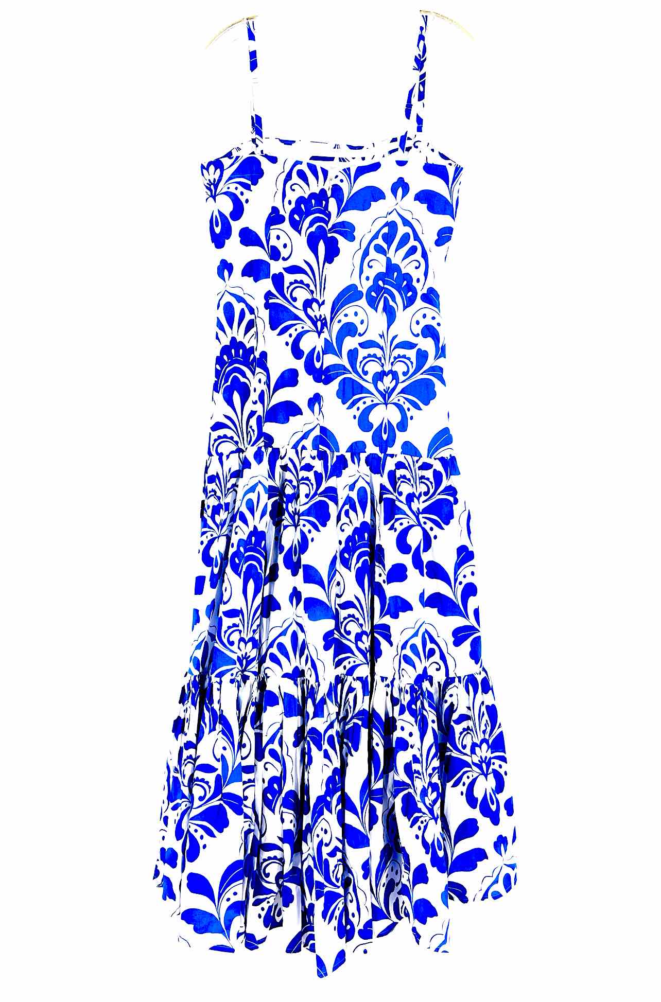 Ann Taylor Size 8 White/Blue Drop Waist Jacobean NEW NB Dress Maxi - Image 2
