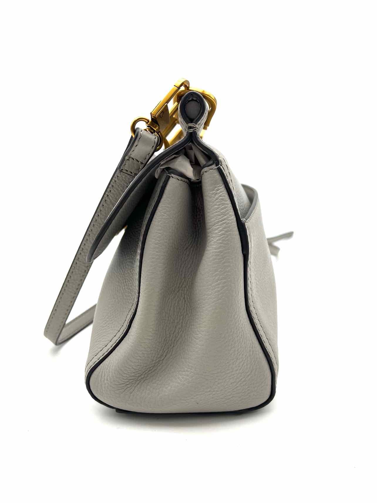 Antonio Melani Gray/Gold Turn-Lock Chain Leather Purses Crossbody - Image 5