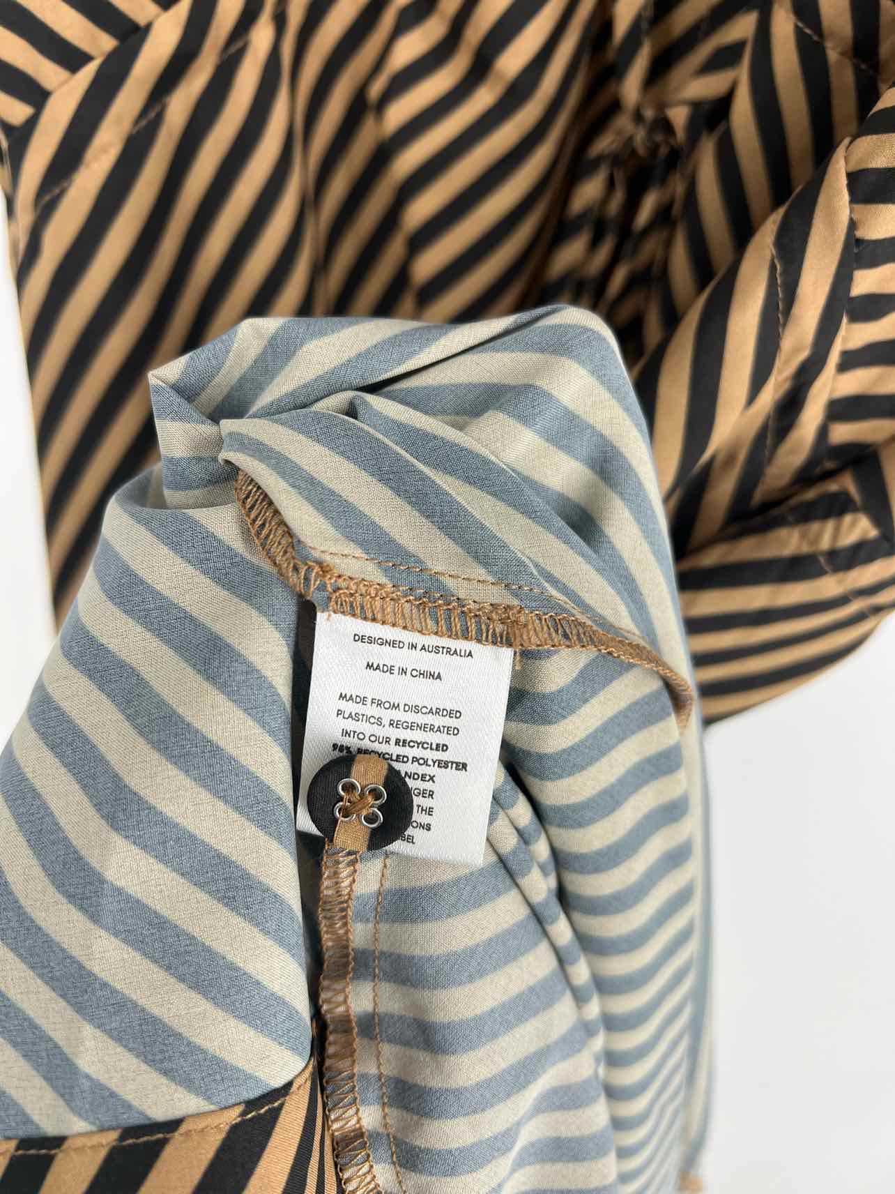 Baiia Size S Tan/Black Chevron Button-down NEW Designer Dress Maxi - Image 4
