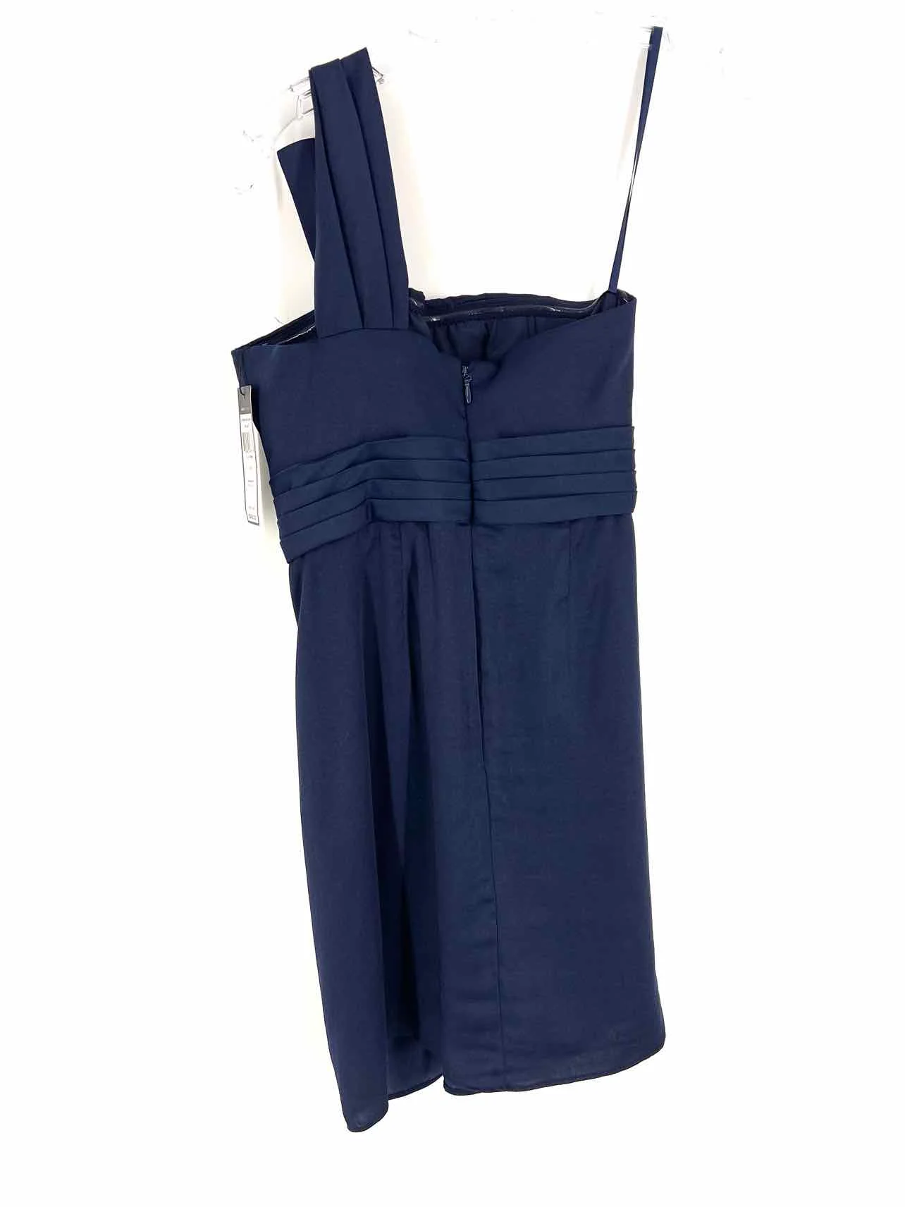 BCBGMaxazria Size 0 Navy One Shoulder Draped NEW Designer Dress - Image 2