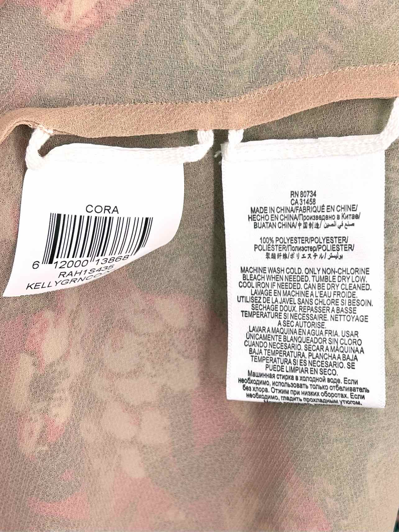 BCBGMaxazria Size XS Gr/Pk/Wh Floral NEW Designer Top-Sleeveless - Image 4