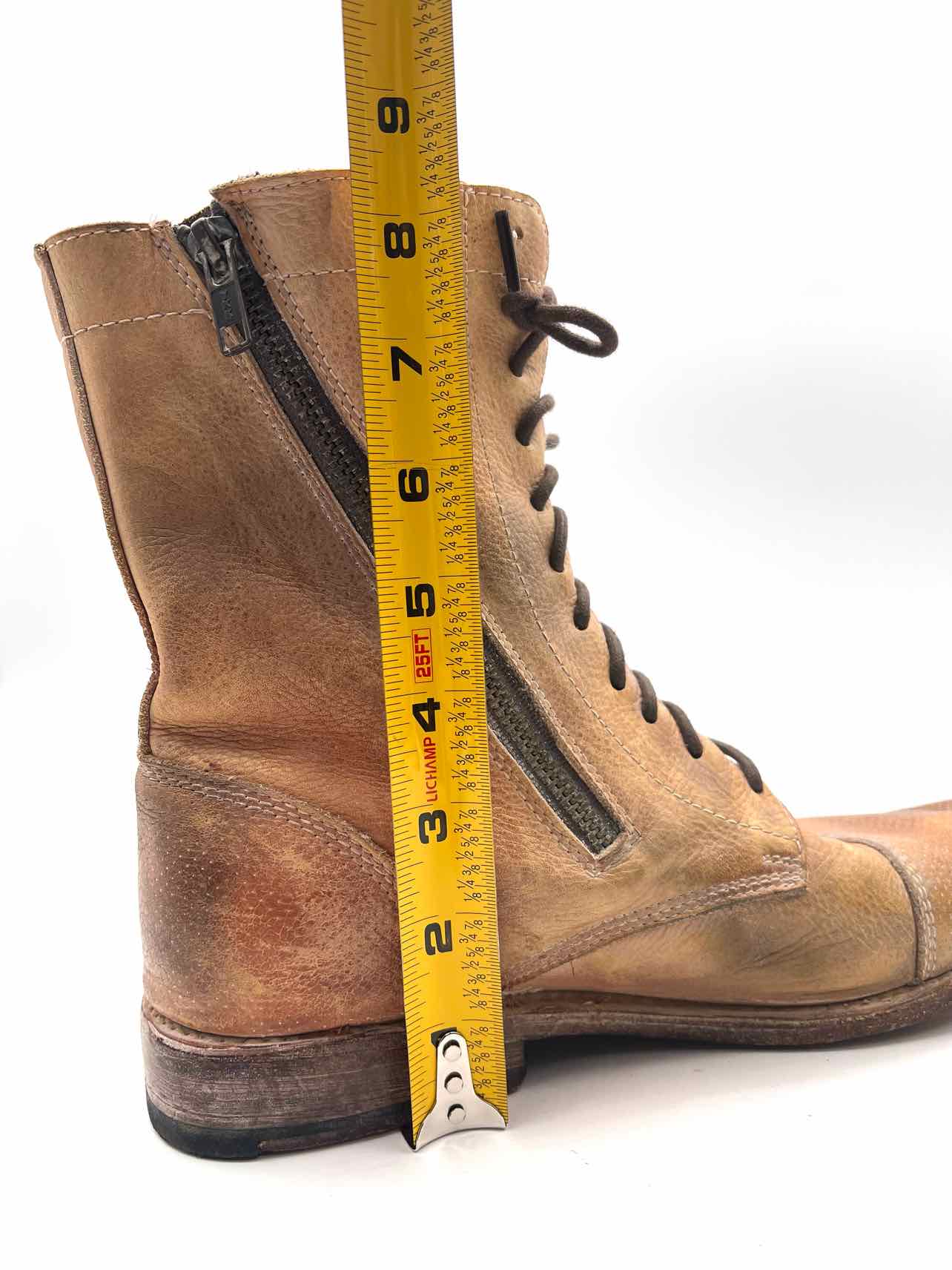 Bed|Stu Size 9 Tan Lace-Up Leather AS IS Designer Boots - Image 9