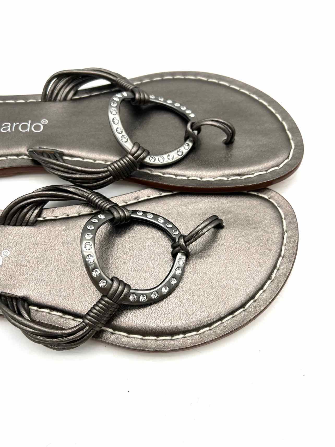 Bernardo Size 10 Pewter/Silver Rhinestones Metallic Designer Sandals - Image 2
