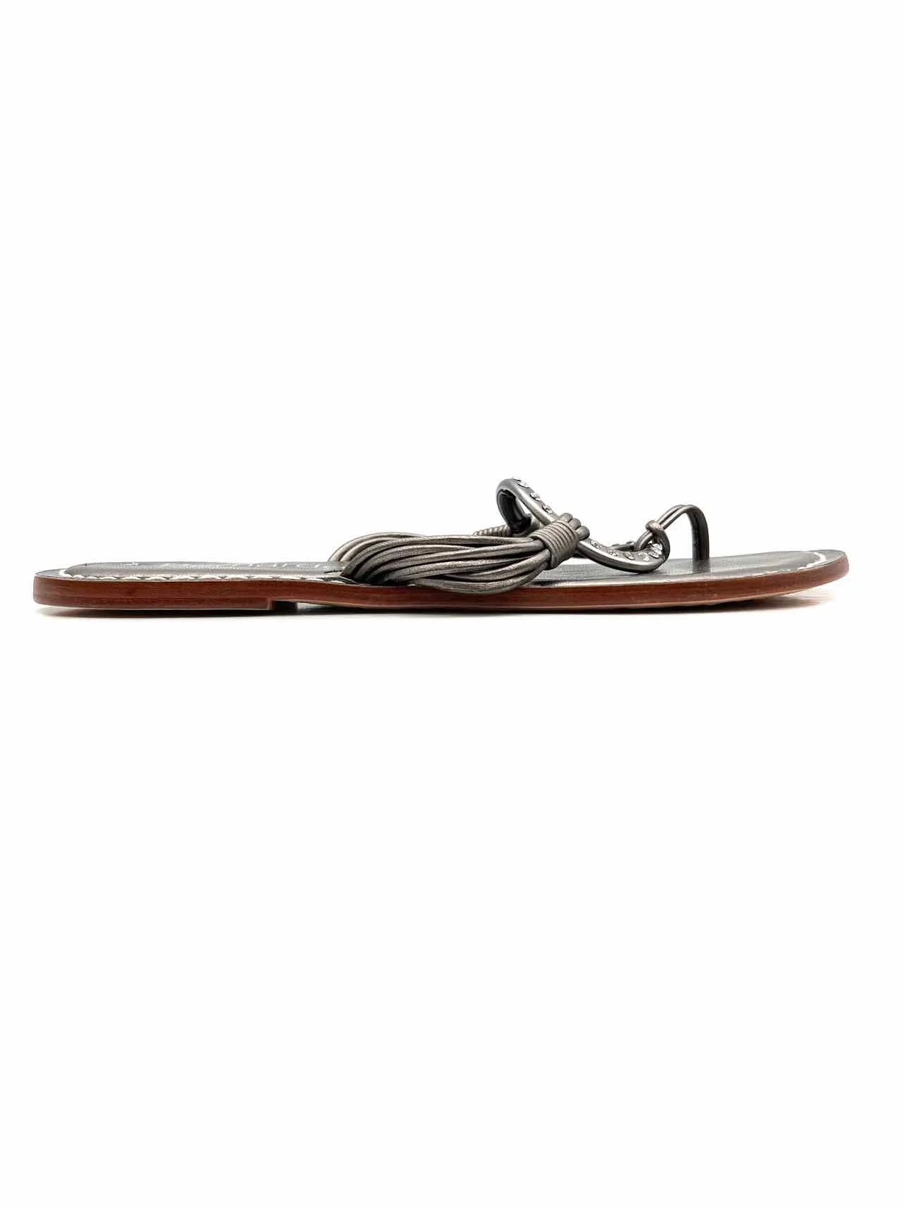 Bernardo Size 10 Pewter/Silver Rhinestones Metallic Designer Sandals - Image 5