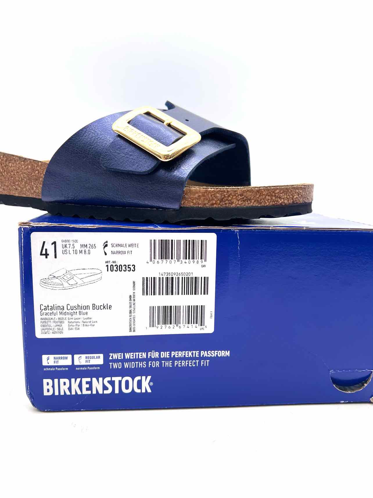 Birkenstock Size 10 Navy/Gold Buckle(s) Metallic NEW Designer Sandals - Image 2