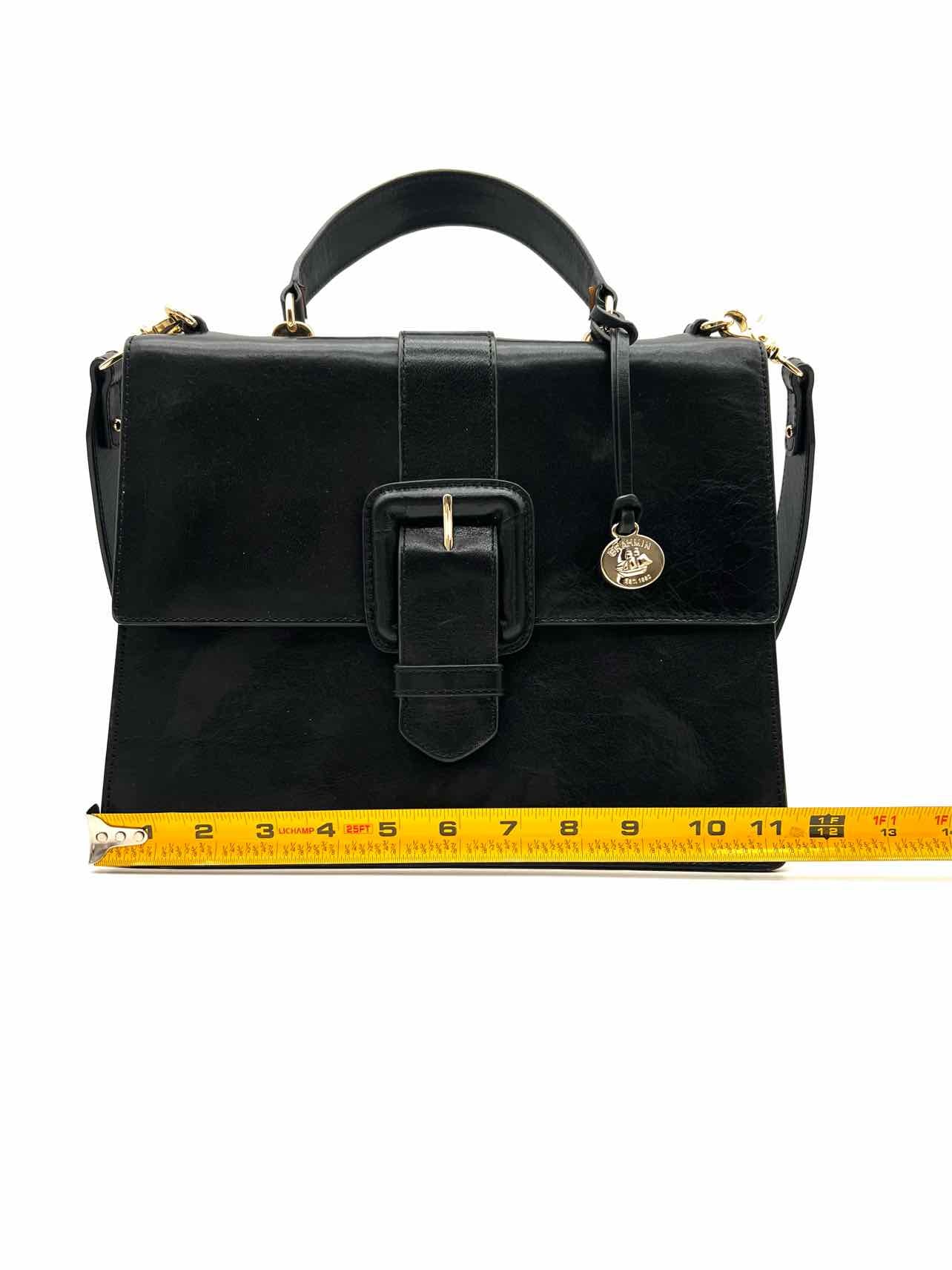 Brahmin Black/Gold Buckle Leather AS IS Designer Satchel - Image 9