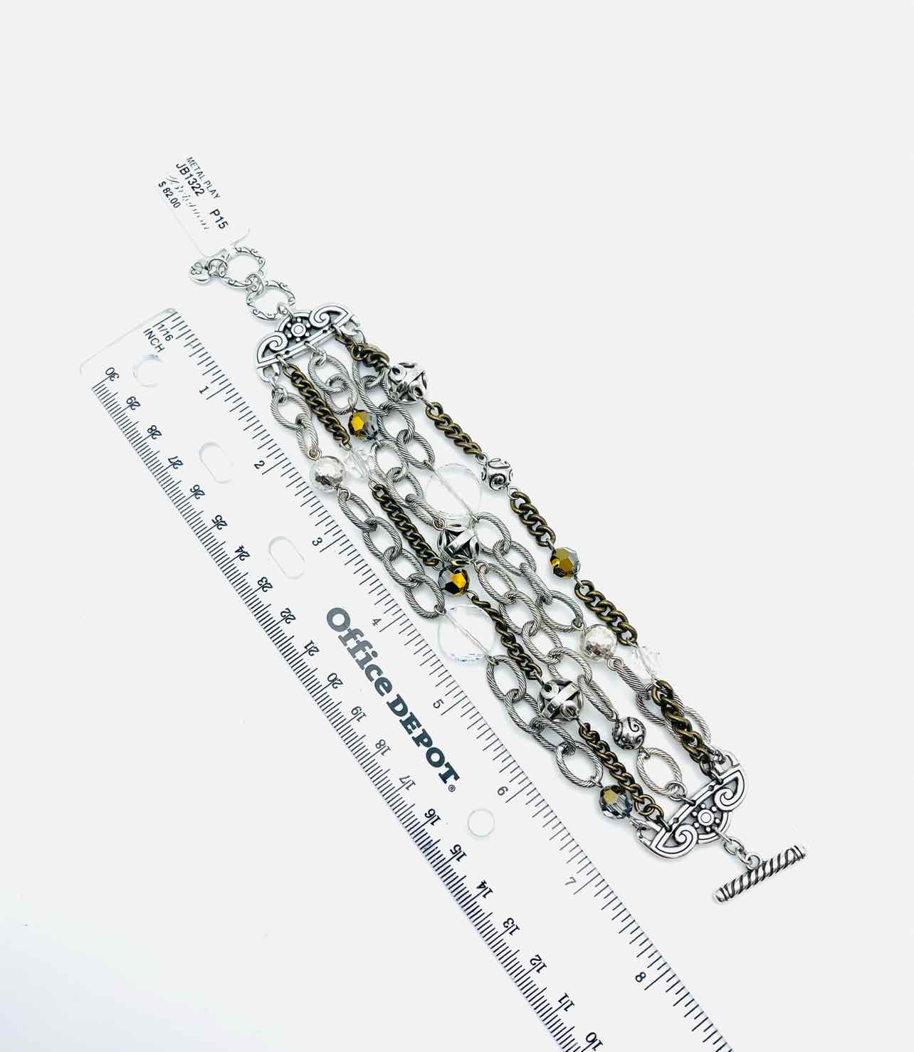 Brighton Silver/Brass Multi-Strand Chain Beaded Jewelry Bracelet - Image 5