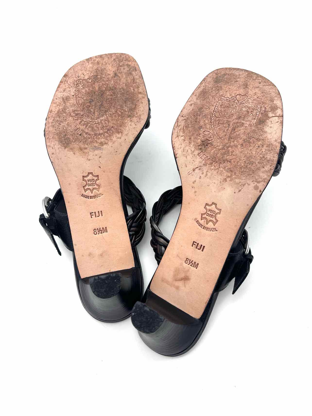 Brighton Size 8.5 Black/Brown Braided Leather W/ BOX!!! Designer Sandals Heels - Image 7