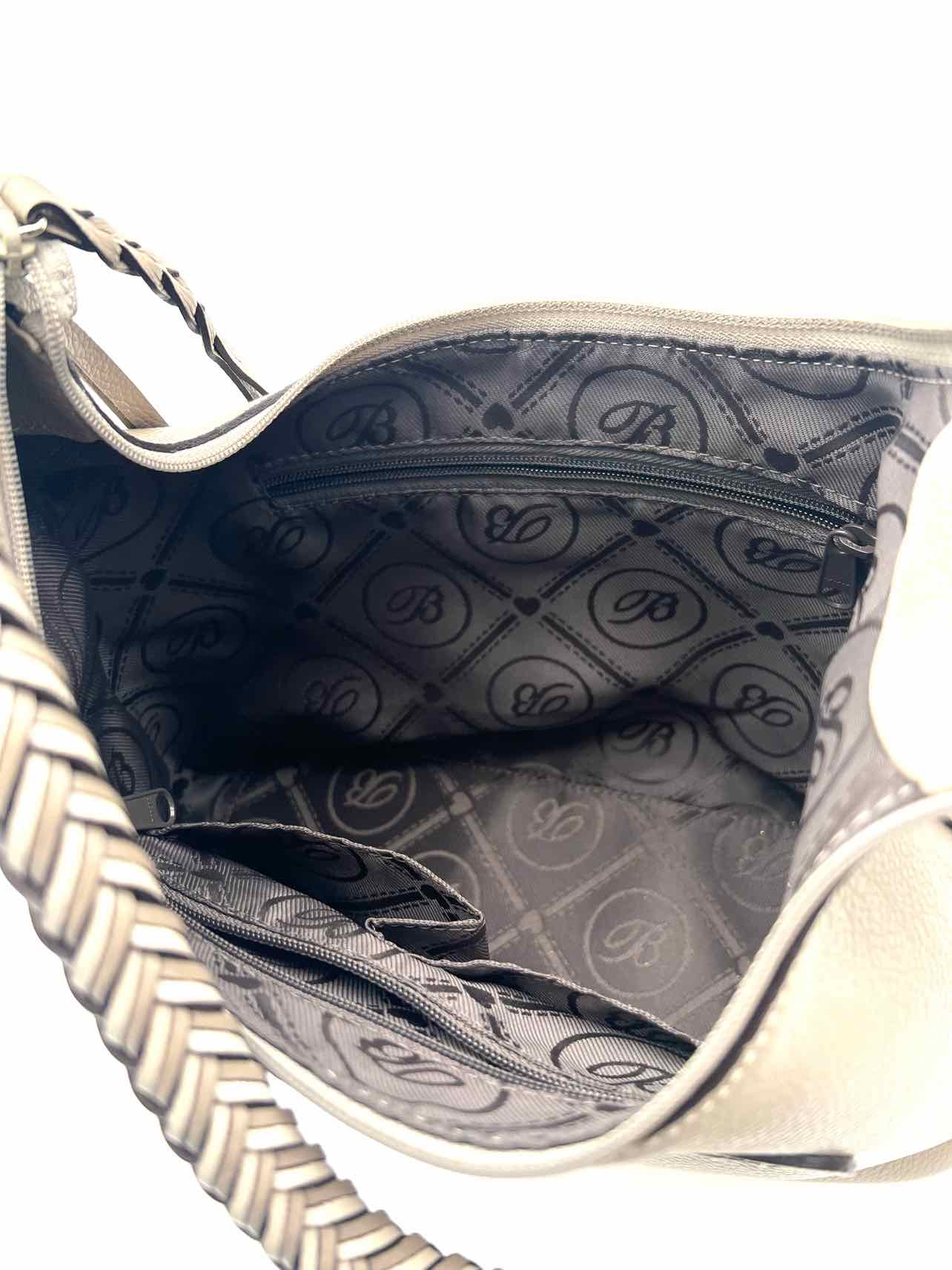 Brighton Taupe/White Braided Leather Designer Shoulder Bag - Image 6