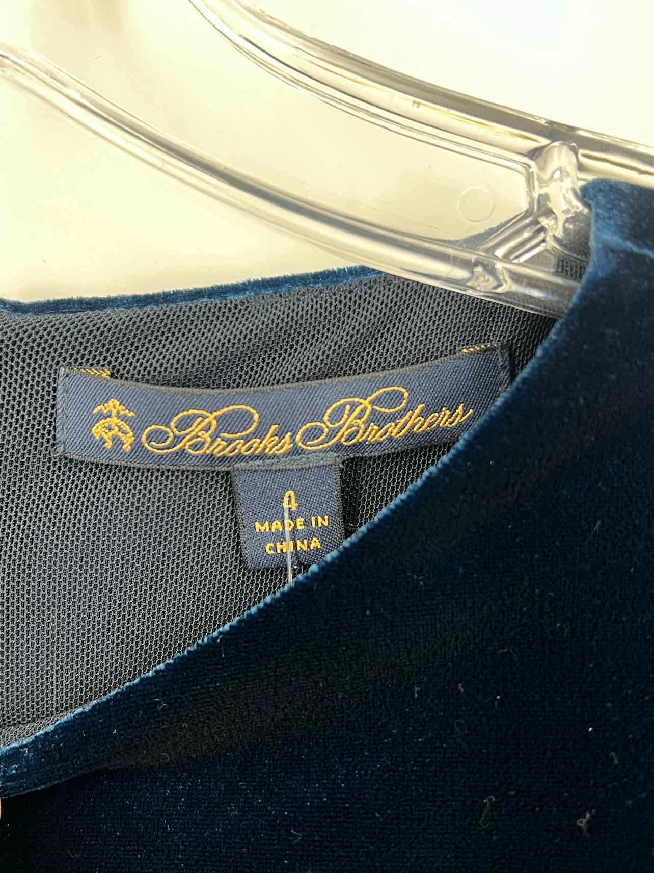 Brooks Brothers Size 4 Midnight Blue Velvet Designer Dress Maxi - Image 4