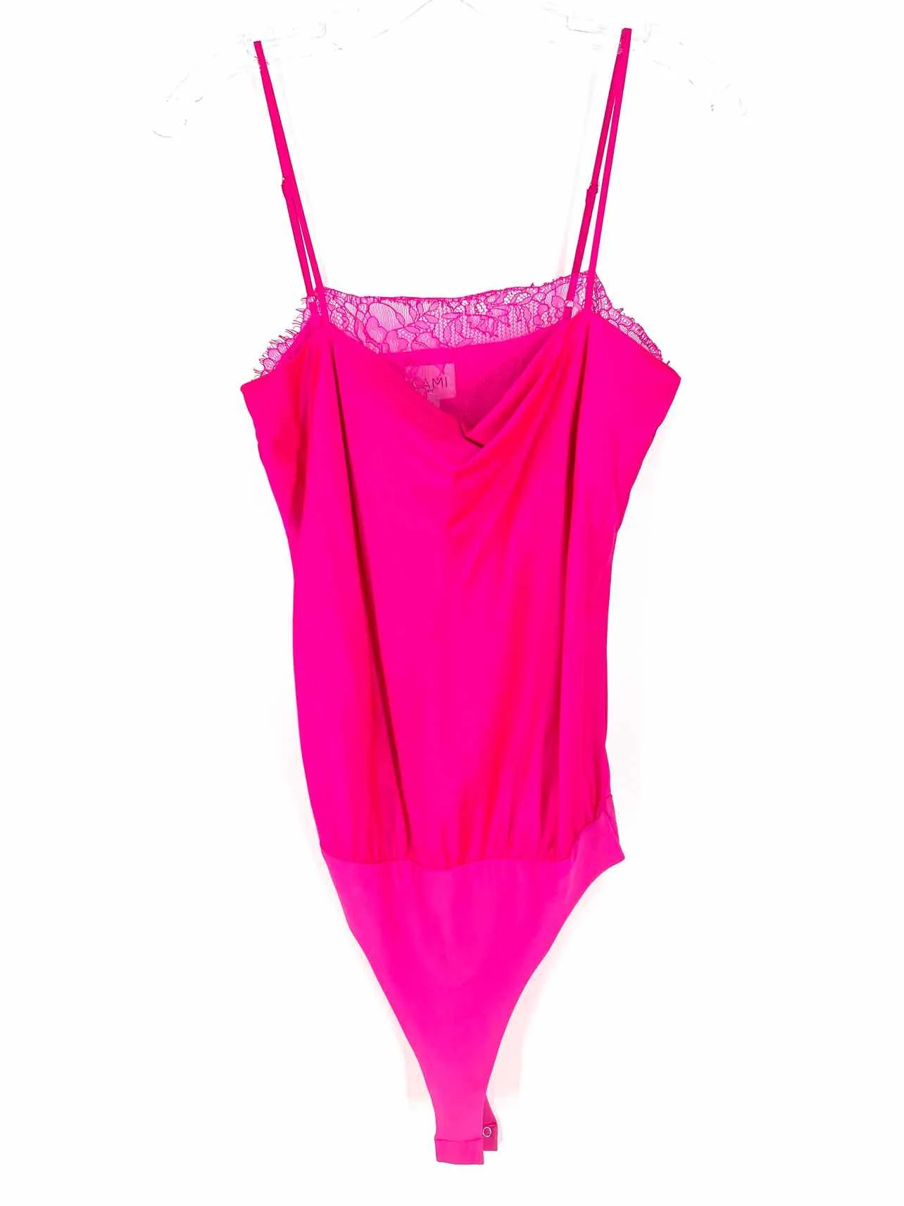Cami NYC Size XS Neon Pink Lace Silk Blend Designer Bodysuit