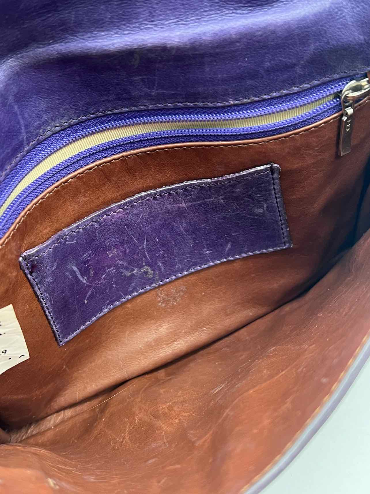 Casa Lopez Purple/Silver Embellished Leather Designer Crossbody Purse - Image 4