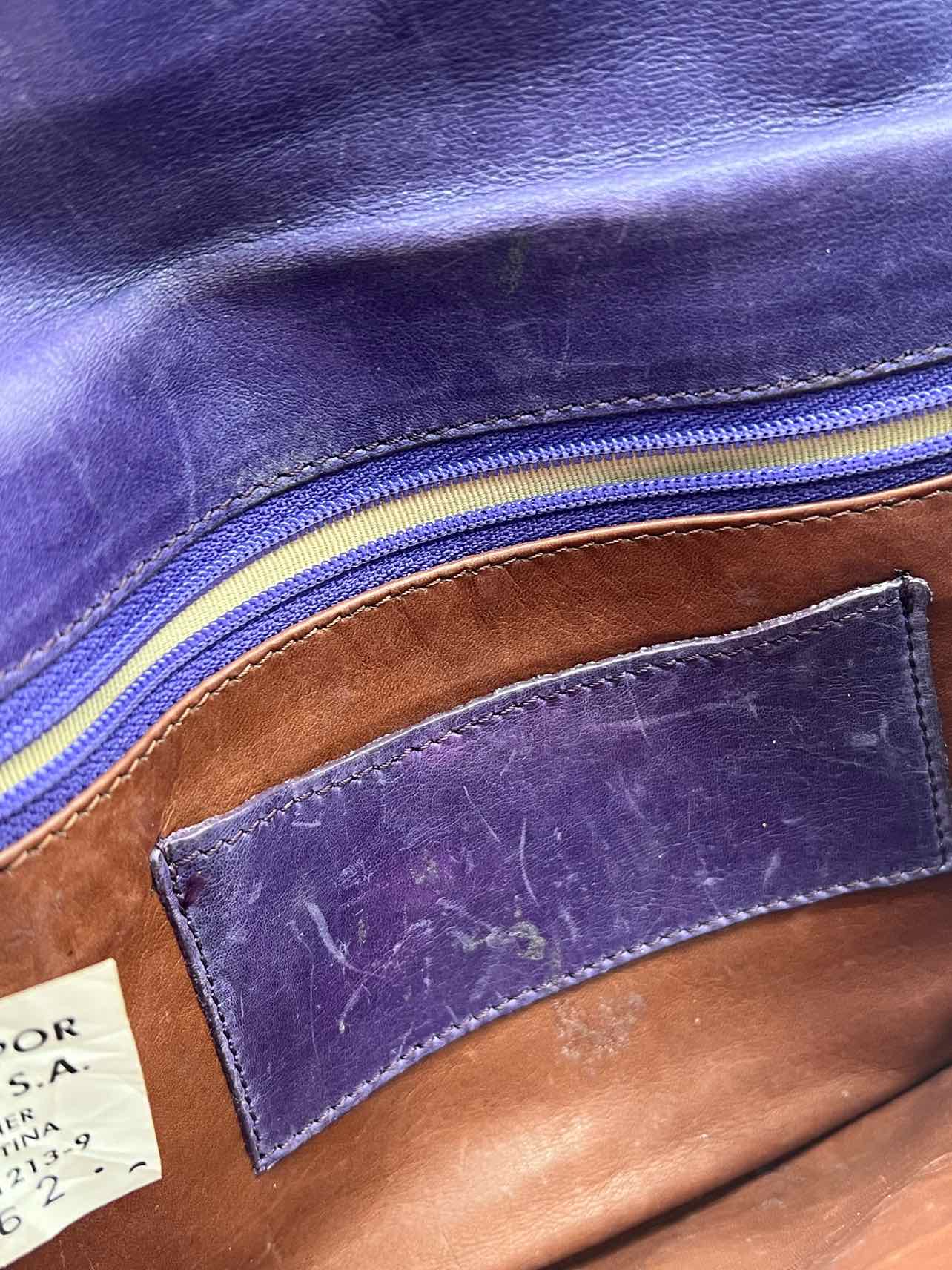 Casa Lopez Purple/Silver Embellished Leather Designer Crossbody Purse - Image 5