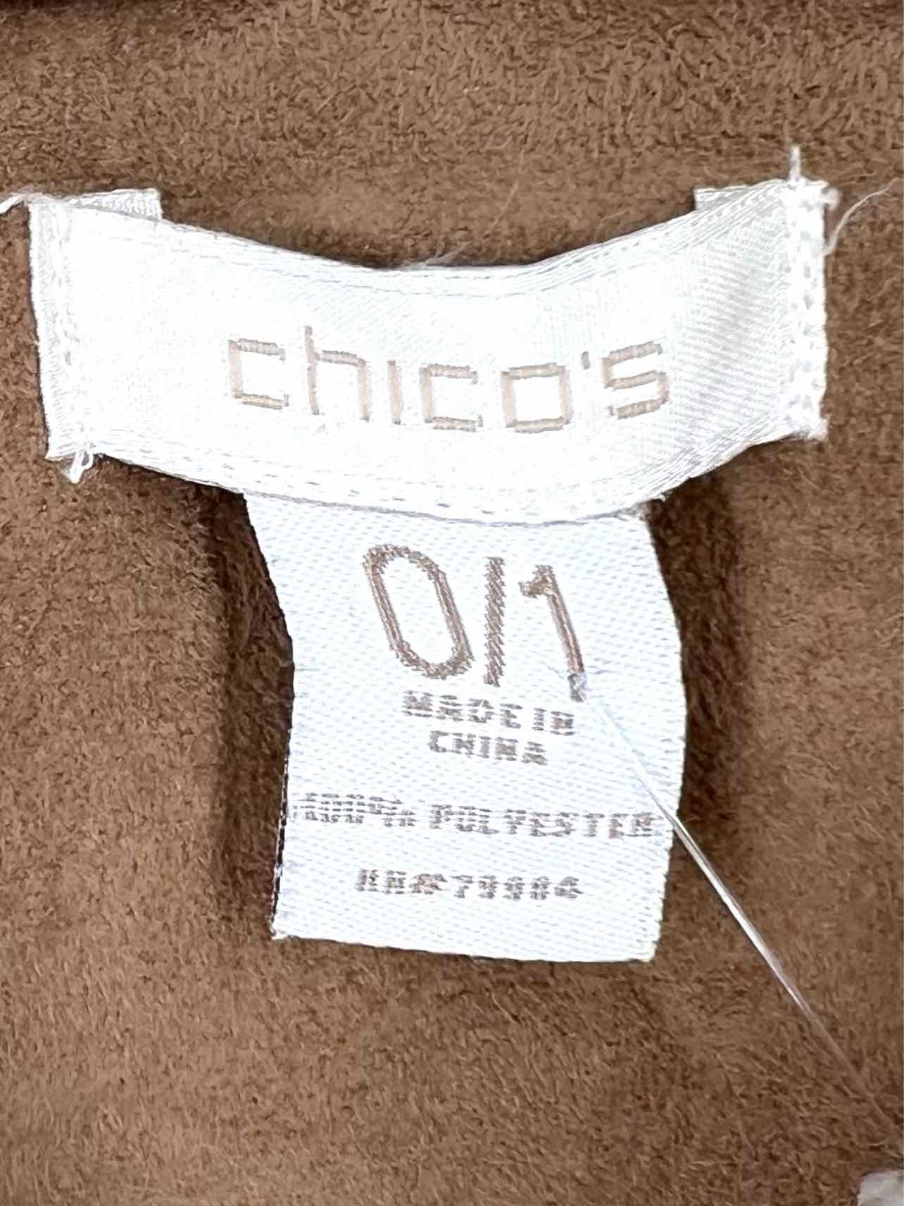 Chico's Size 0/1 Brown/Cream Faux Suede Sherpa NB Jacket - Image 3