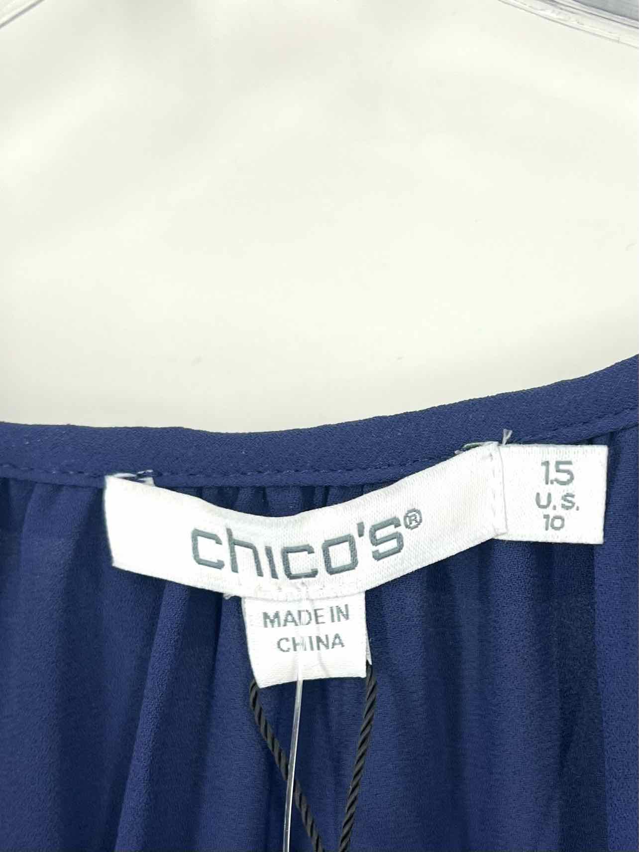 Chico's Size 1.5 Navy Ruffles Shirred NEW NB Dress - Image 3