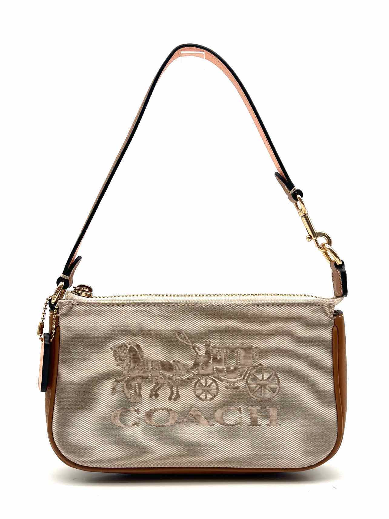 Coach Beige/Tan Colorblock Canvas/Leather AS IS Designer Wristlet