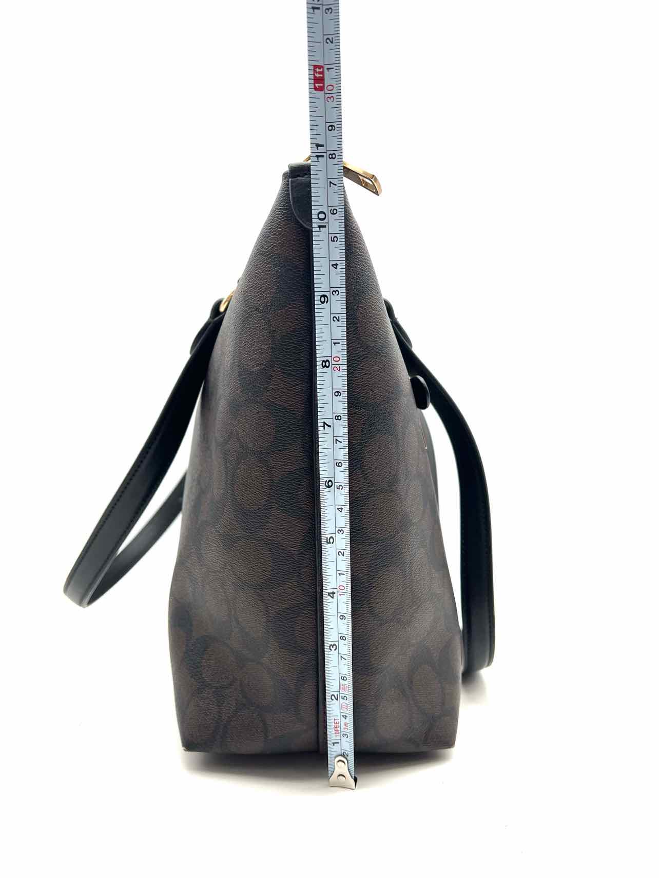 Coach Chocolate/Black Signature Leather Designer Shoulder Bag - Image 8
