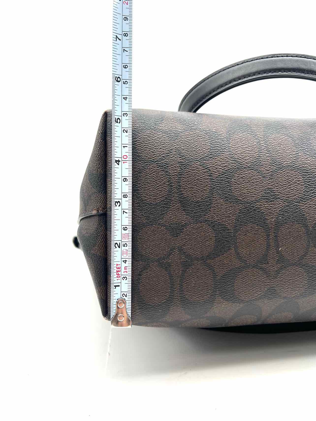 Coach Chocolate/Black Signature Leather Designer Shoulder Bag - Image 9