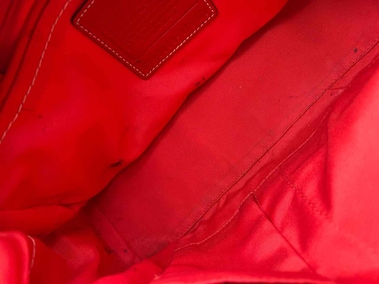 Coach Orange-Red Turn-Lock Leather AS IS Designer Shoulder Bag - Image 9