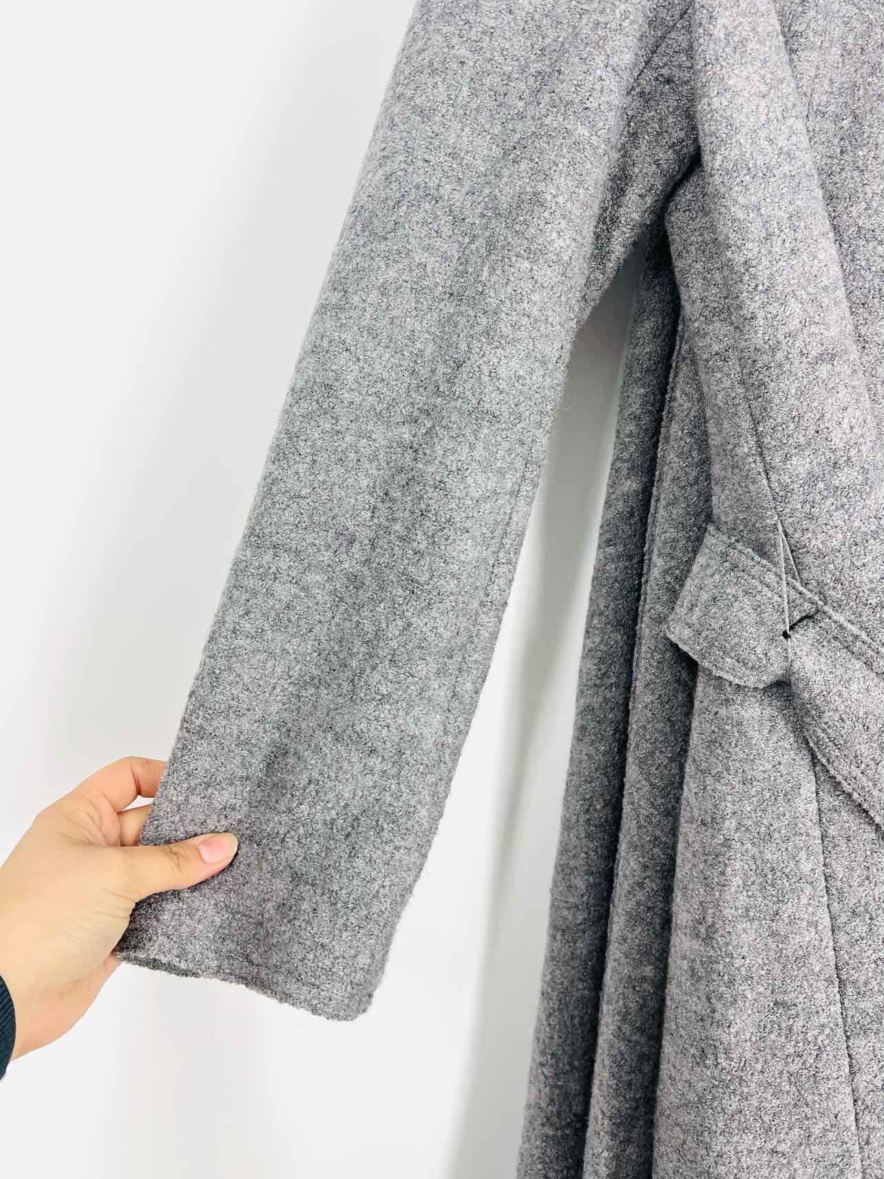 Cole Haan Size 4 Gray Belted Wool Blend Coats Coat - Image 5
