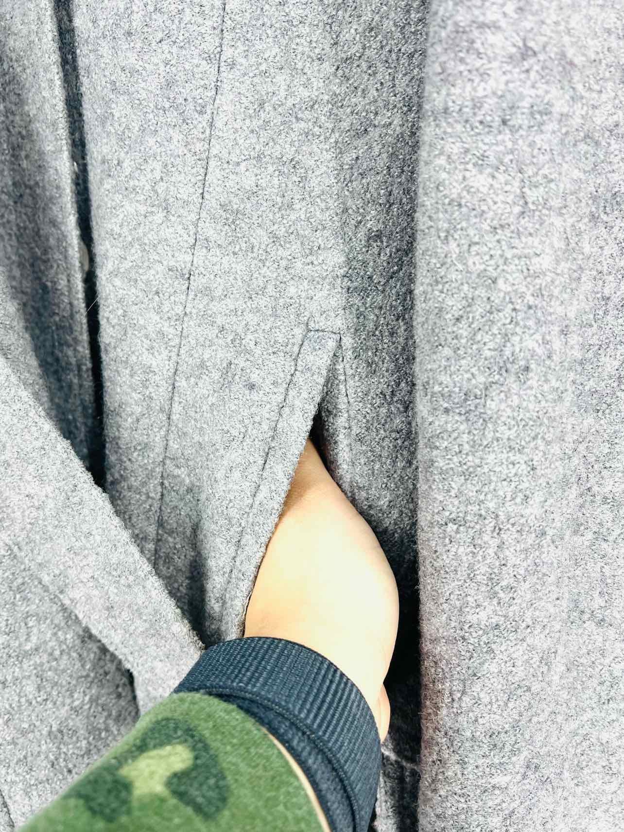 Cole Haan Size 4 Gray Belted Wool Blend Coats Coat - Image 6