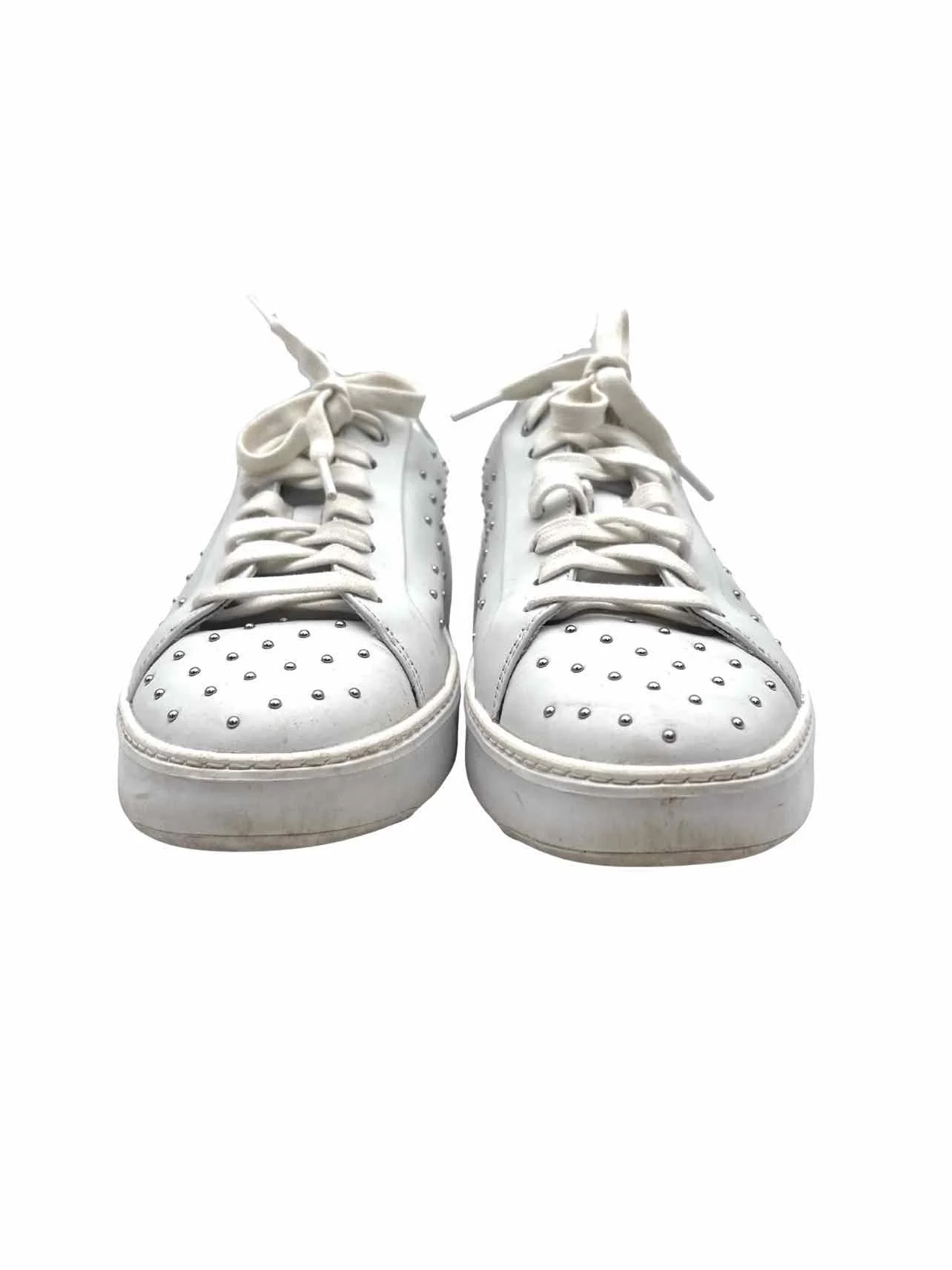Cole Haan Size 8.5 White/Silver Lace-Up Embellished Designer Sneakers - Image 2