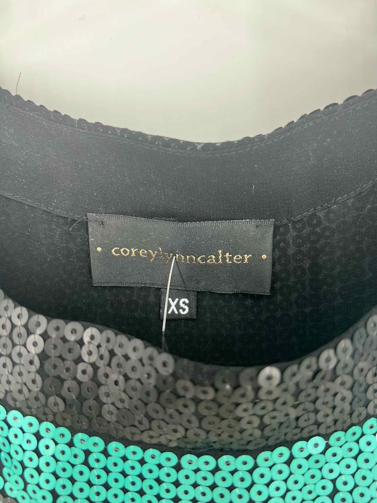 Corey Lynn Calter Size XS Black/Multi Stripe Sequin Designer Dress - Image 3