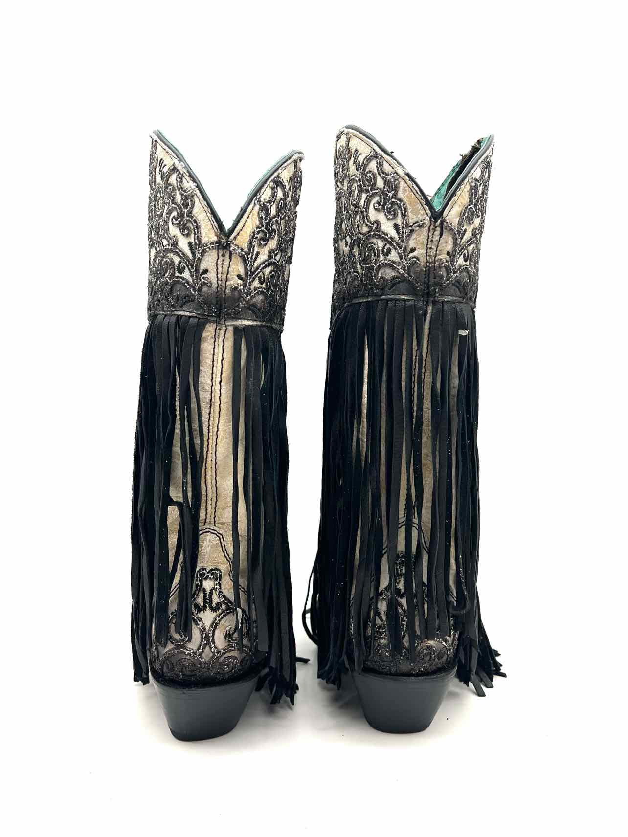 Corral Size 6 Ivory Scroll Fringe NEW Designer Cowboy Boots - Image 2