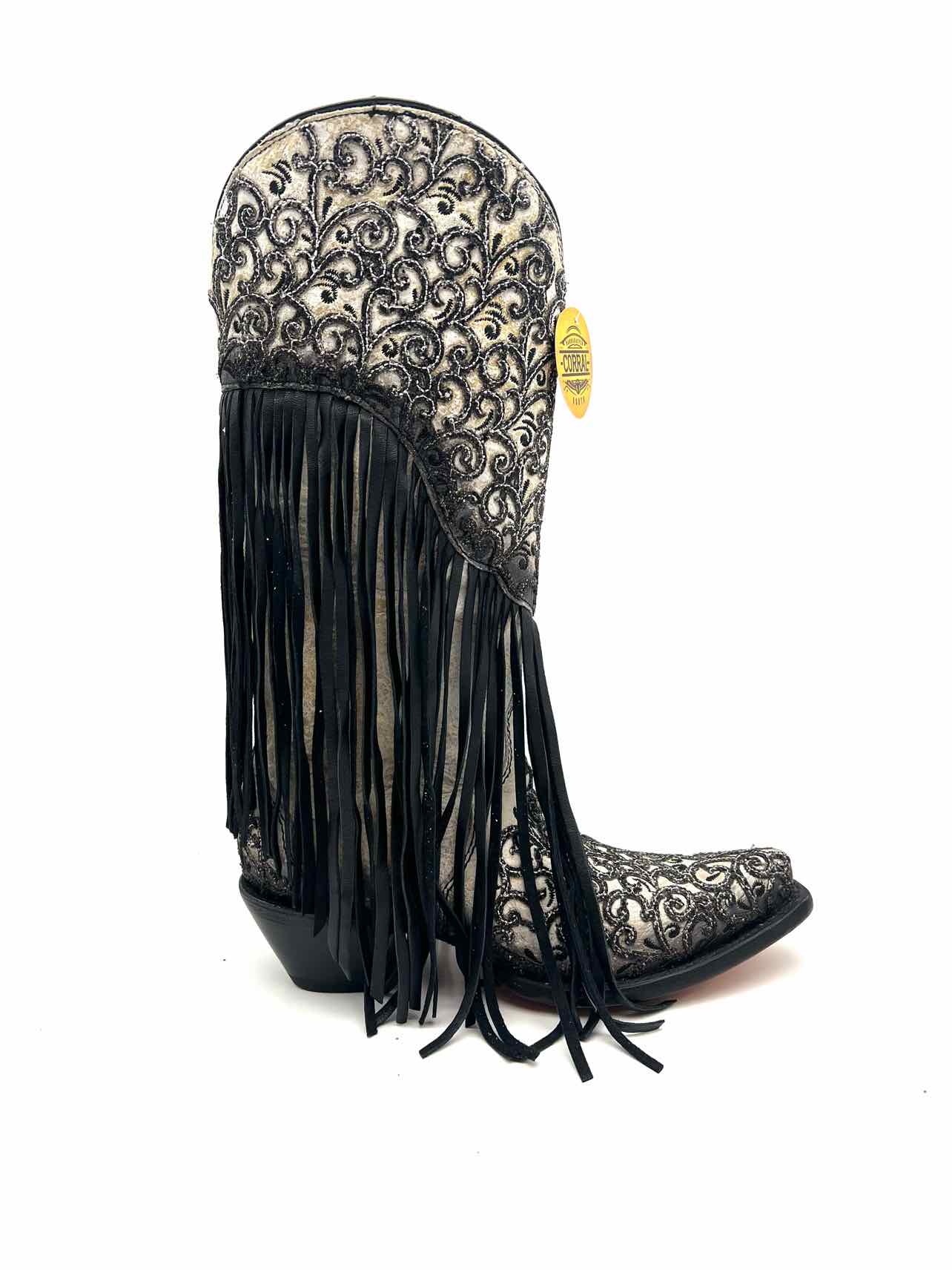Corral Size 6 Ivory Scroll Fringe NEW Designer Cowboy Boots - Image 8