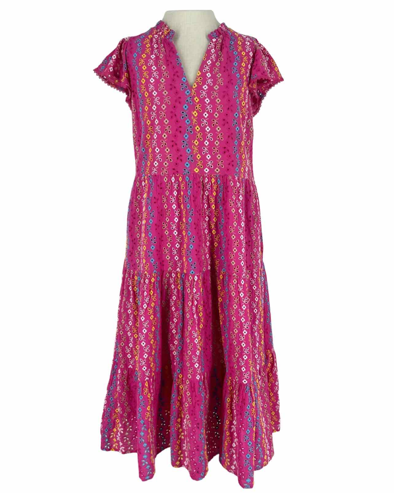 Crown & Ivy Size 12 Pink/Multi Eyelet Embroidered Dresses Dress Maxi - Image 3