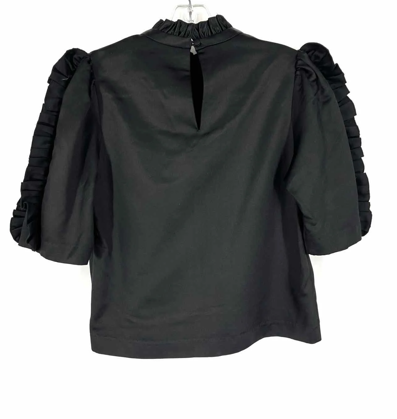 Cynthia Rowley Size M Black Ruffles Cotton/Silk Designer Top-Short Sleeve - Image 2