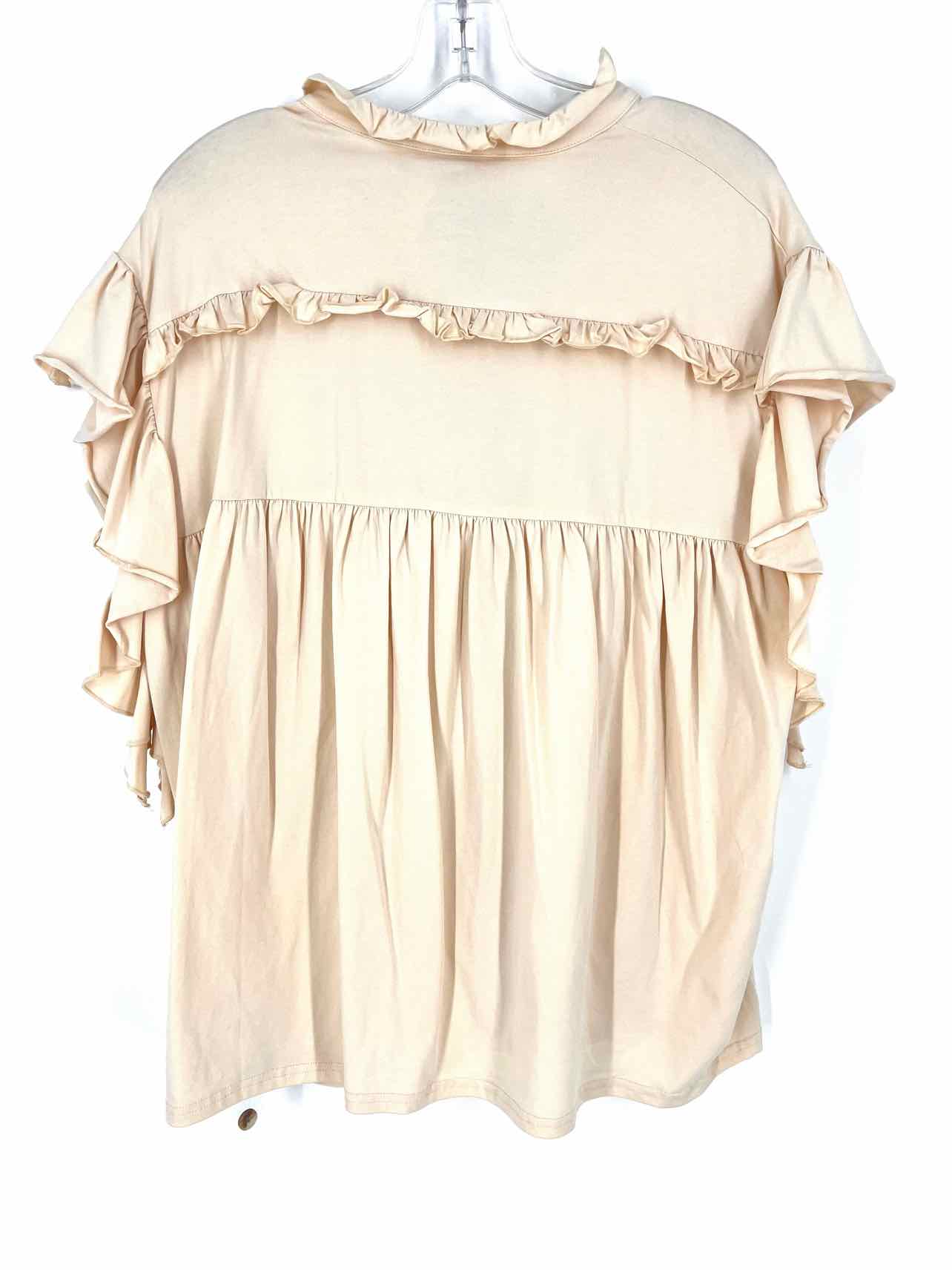 CZ Collection Size L Khaki Gathered Tiered NEW Tops Top-Short Sleeve - Image 2