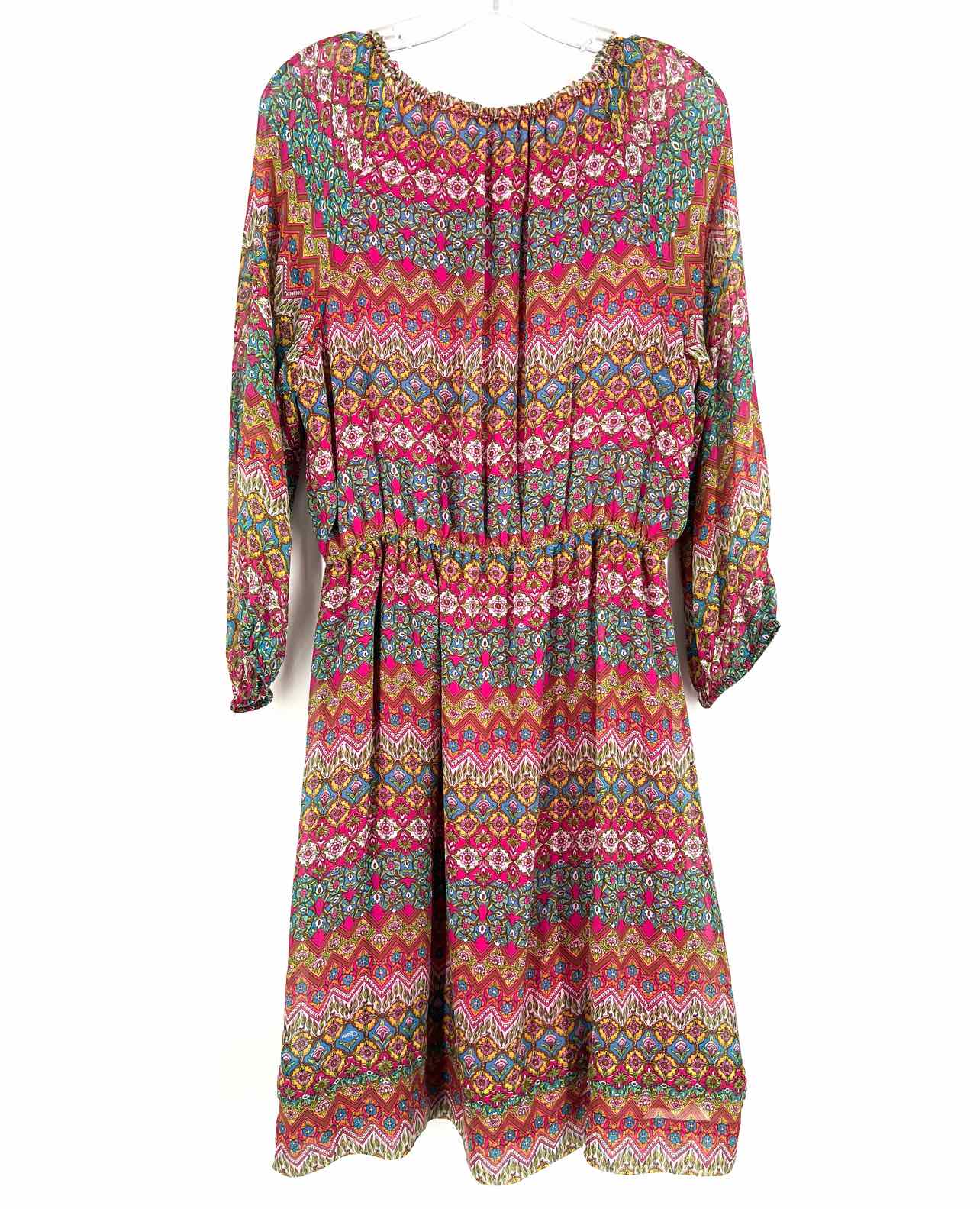 Diane Von Furstenberg Size 14 Pink/Multi Floral Silk Designer Dress - Image 2