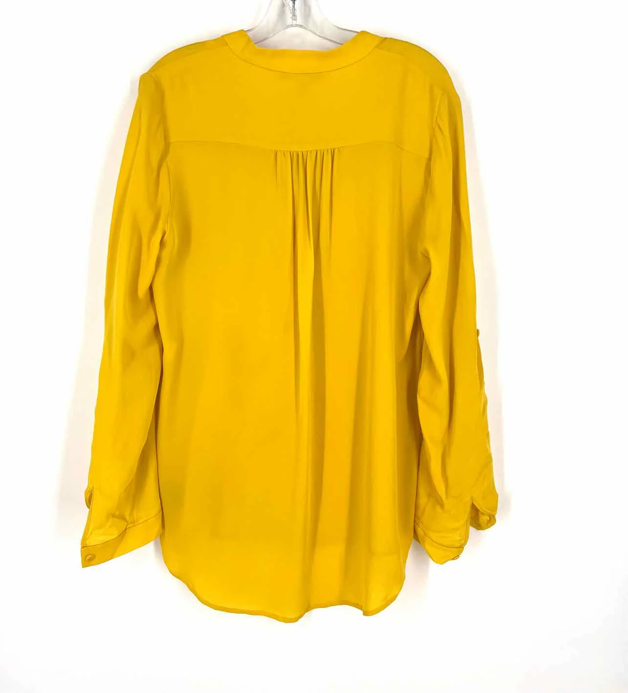 Diane Von Furstenberg Size 8 Yellow Solid Silk Designer Blouse - Image 3