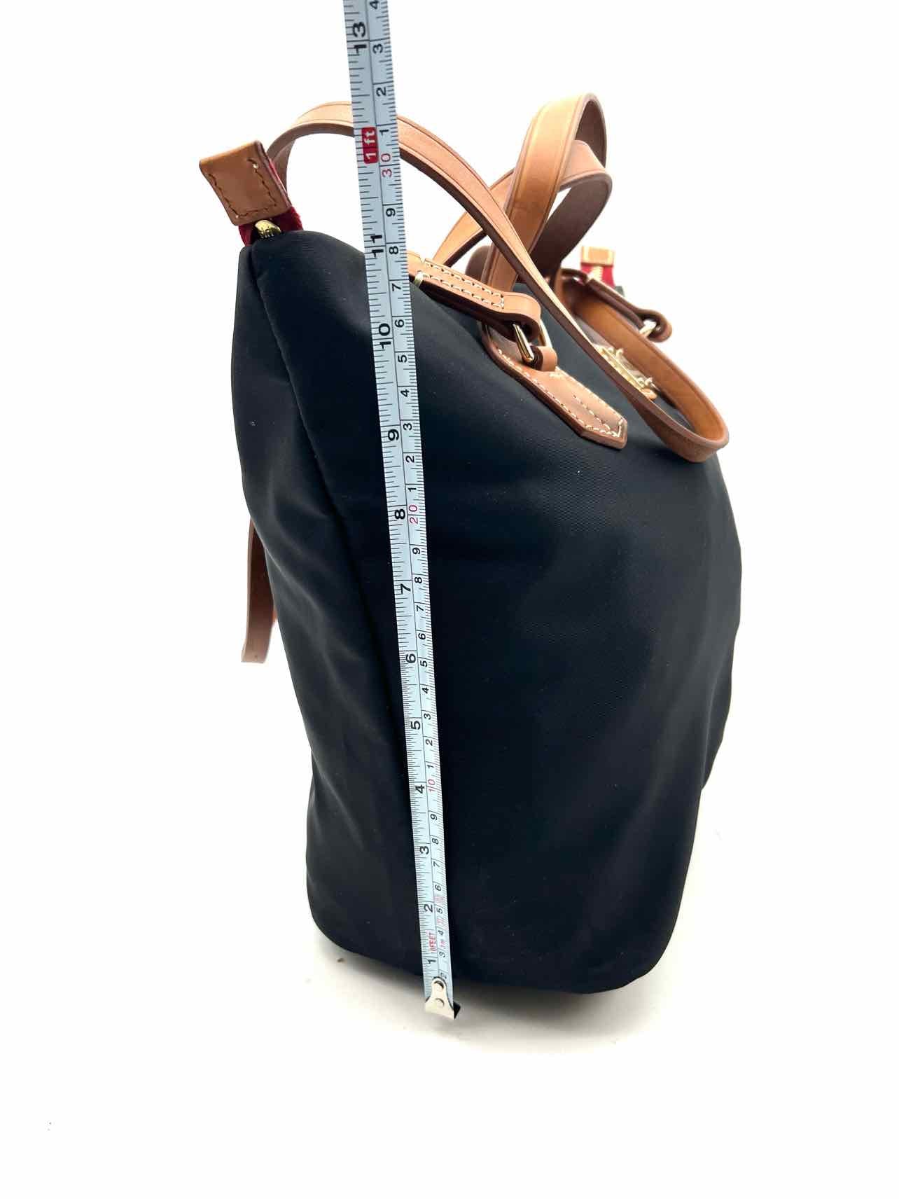 Dooney & Bourke Black/Brown Trim Nylon/Leather Designer Satchel - Image 11