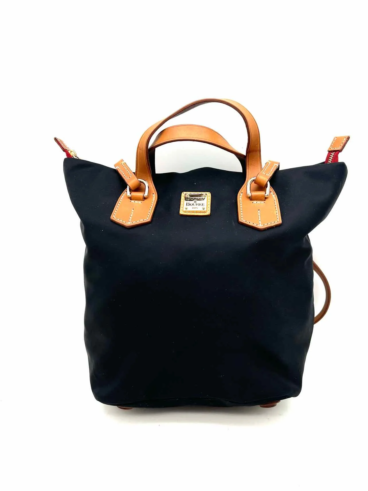 Dooney & Bourke Black/Brown Trim Nylon/Leather Designer Satchel - Image 2