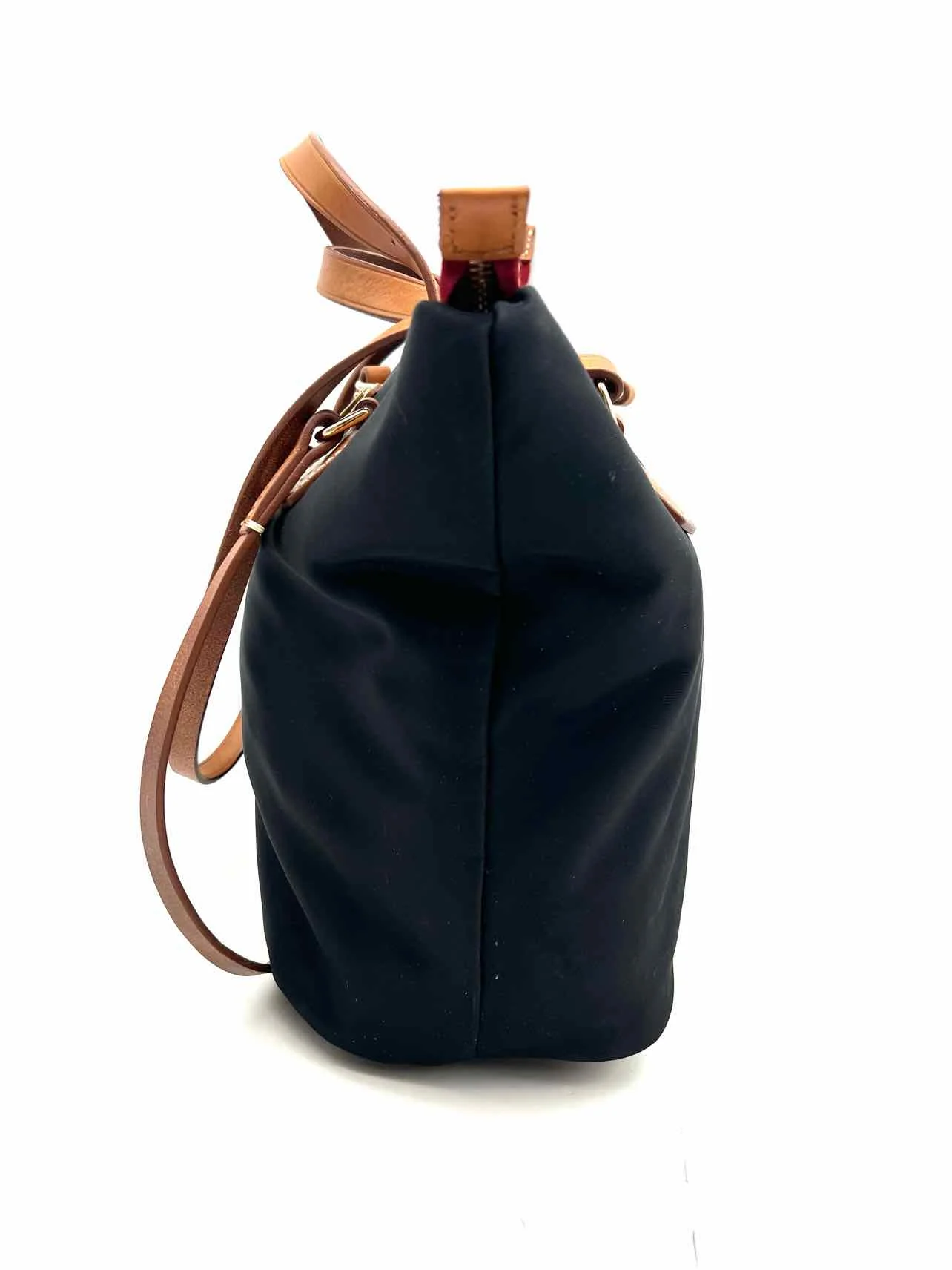 Dooney & Bourke Black/Brown Trim Nylon/Leather Designer Satchel - Image 5