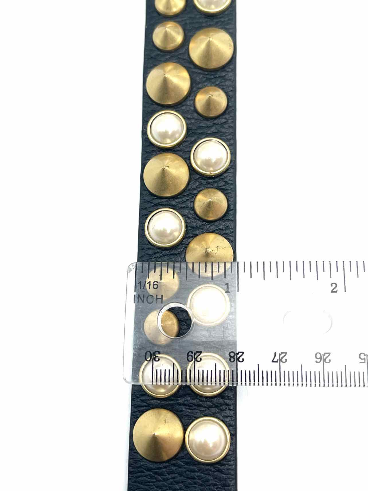 Eddie Borgo Black/Gold Spikes Leather Jewelry Bracelet - Image 5