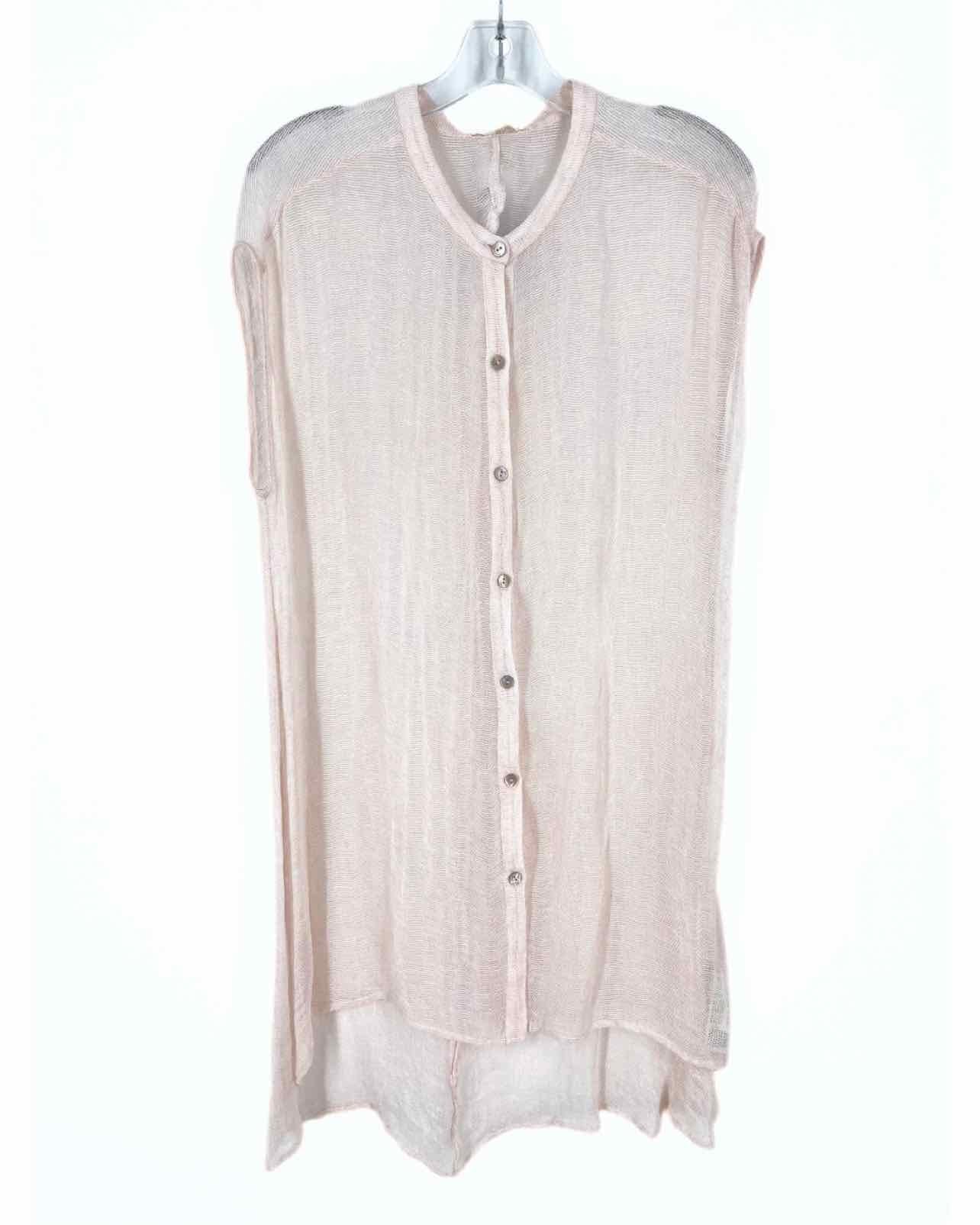 Eileen Fisher Size M Lt Pink Button-down Linen Blend Tops Tunic
