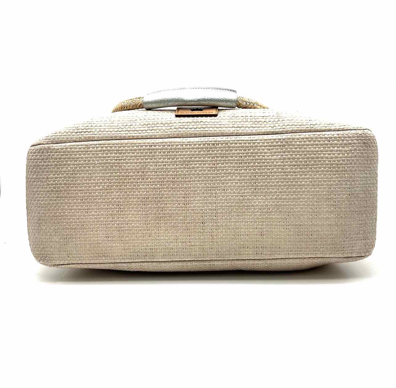 Elaine Turner Bone/Silver Woven Raffia Designer Tote - Image 3